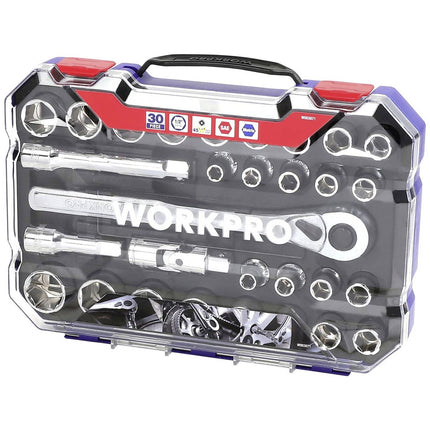 WORKPRO 30PC 1/2" Drive 6-Point Socket Set