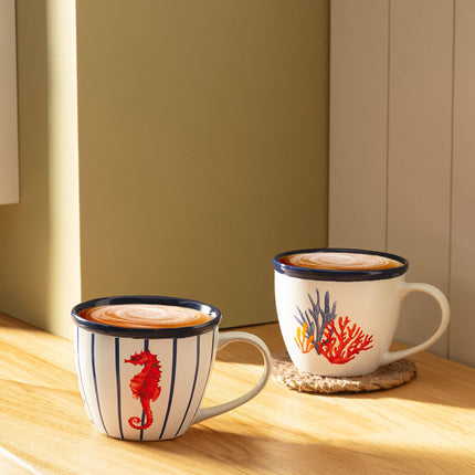 Marine Vague Set of 2 Mugs 245ml - Tea & Coffee Cups