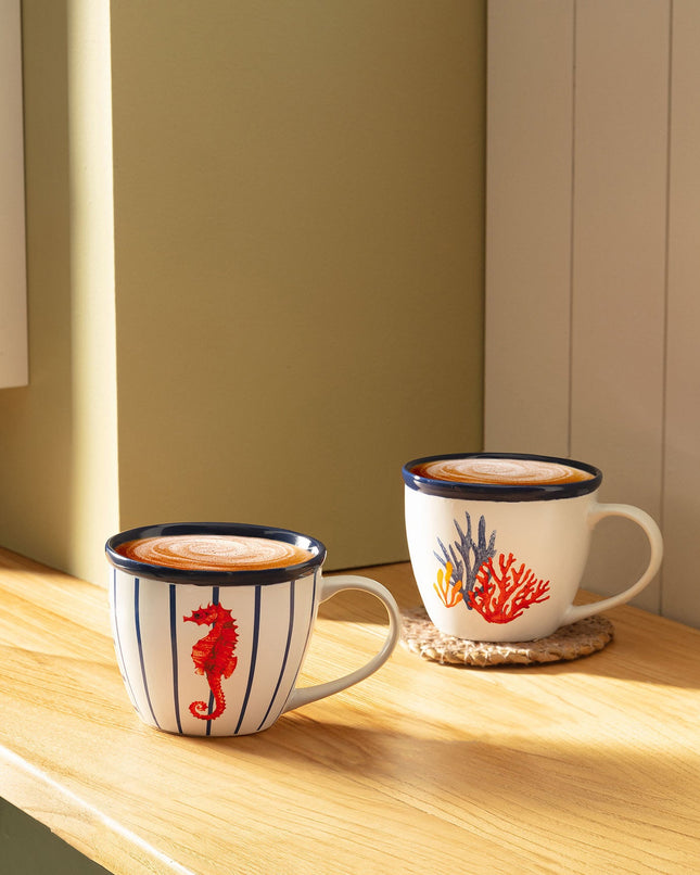 Marine Vague Set of 2 Mugs 245ml - Tea & Coffee Cups