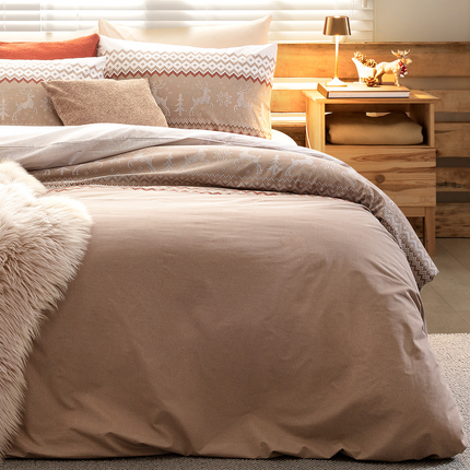 Manchot Single Beige Ranforce Printed Duvet Cover Set