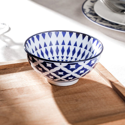 Rêve Bleu Niort Blue Bone China Bowl with Ethnic Handle