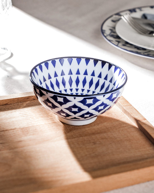 Rêve Bleu Niort Blue Bone China Bowl with Ethnic Handle