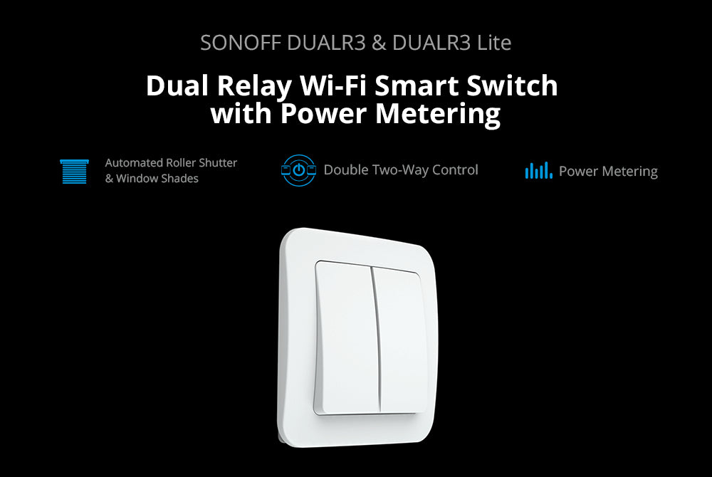 مفتاح DualR3 Lite: ذكي واي فاي مزدوج للتحكم بجهازين مفتاح DualR3 Lite: ذكي واي فاي مزدوج للتحكم بجهازين