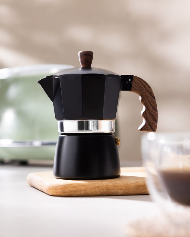 Laurina Black Moka Pot 150ml - Italian Coffee Maker