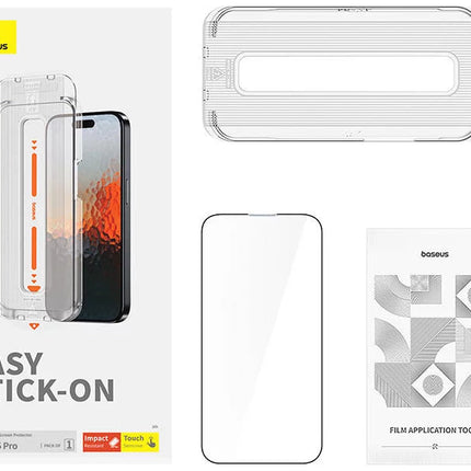 Baseus Sapphire Series Tempered Glass Screen Protector for iPhone 15, 15 Pro, and 15 Plus - 0.3mm Ultra-Thin - 9H Hardness Sapphire Coating - Full Coverage Shatter-Proof Design - Includes Precision Installation Kit