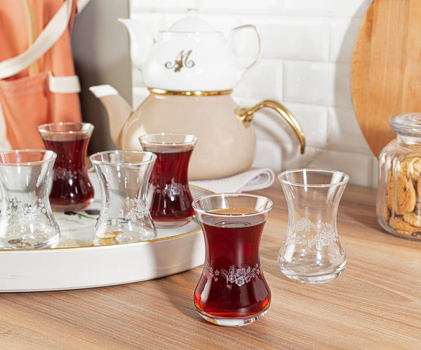 Lavem Nostalgic Flowers Tea Glass Set - 6 Pieces