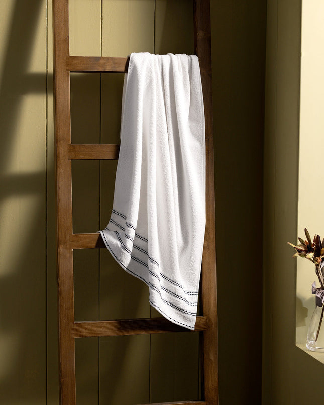 Fanya 100% Cotton Bath Towel White/Blue Luxury