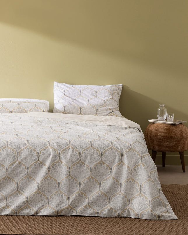 Kerman Single Printed Duvet Cover Set Beige Grey