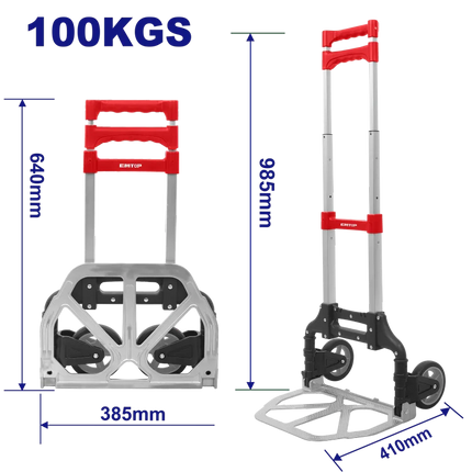 EMTOP EMWB8A10 Foldable Hand Trolley – 100 kg Capacity