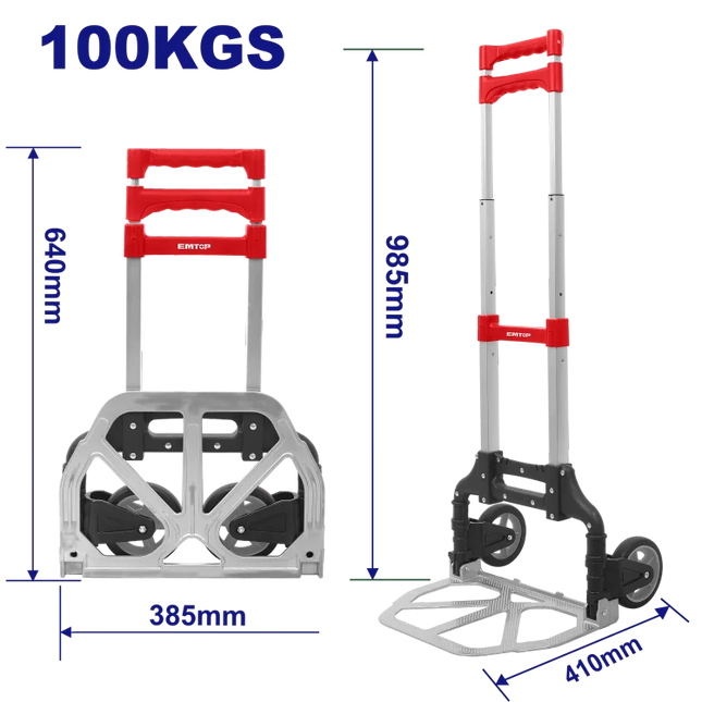 EMTOP EMWB8A10 Foldable Hand Trolley – 100 kg Capacity