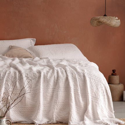 Ethnique Double Bedspread White - Modern Comfort