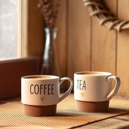 Natural Beige Ceramic Mug Set - 2 Piece Coffee Cup Collection