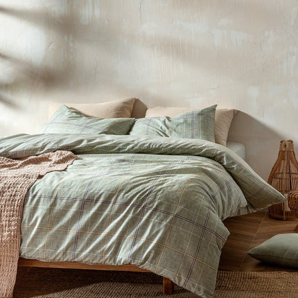 Bettine Cotton Single Duvet Cover Set Khaki Print