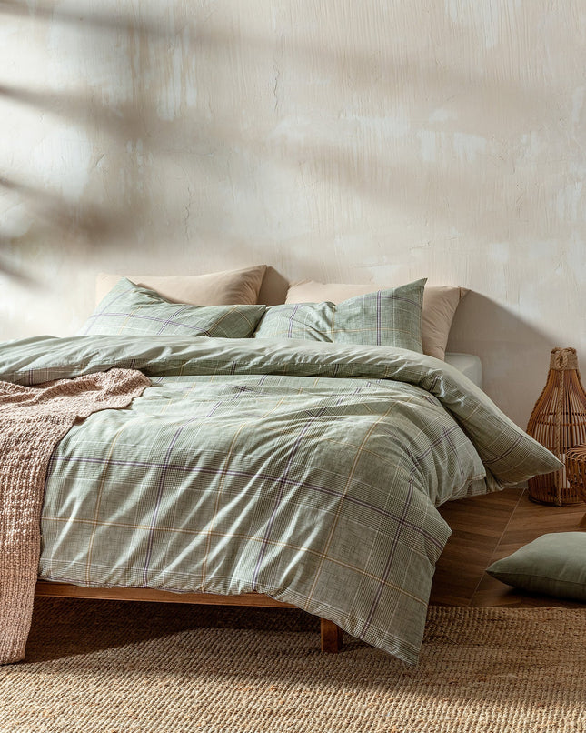 Bettine Cotton Single Duvet Cover Set Khaki Print