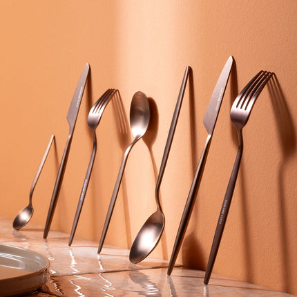 Freya 84 Piece Bronze Flatware Set for Dining