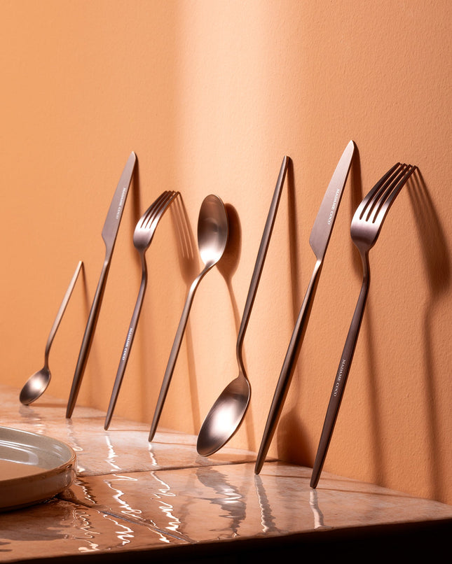 Freya 84 Piece Bronze Flatware Set for Dining