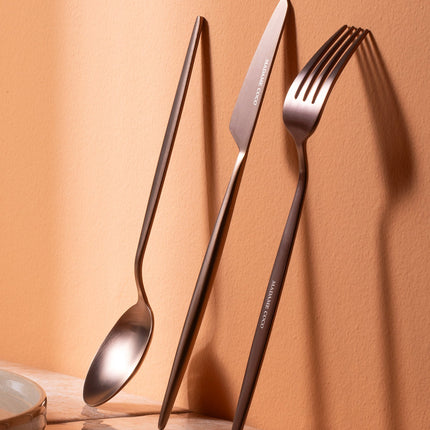 Freya 18 Piece Bronze Cutlery Set | Premium Flatware