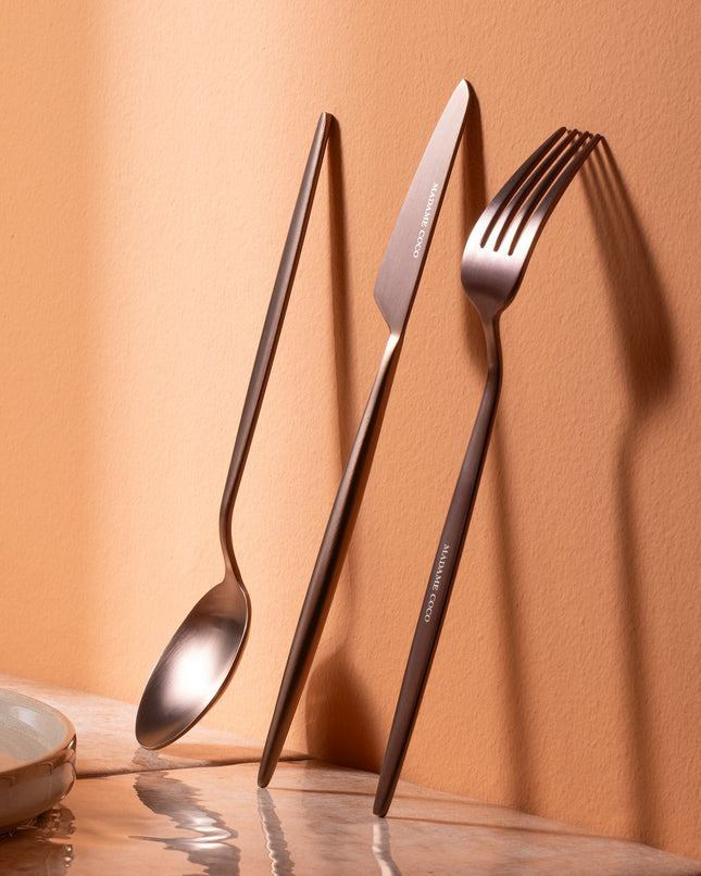 Freya 18 Piece Bronze Cutlery Set | Premium Flatware