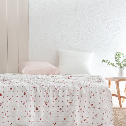 Dace Red Cotton Pique Duvet Cover Double Size