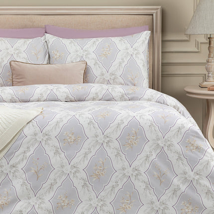 Cadre Double Ranforce Cotton Bedding Set - Plum