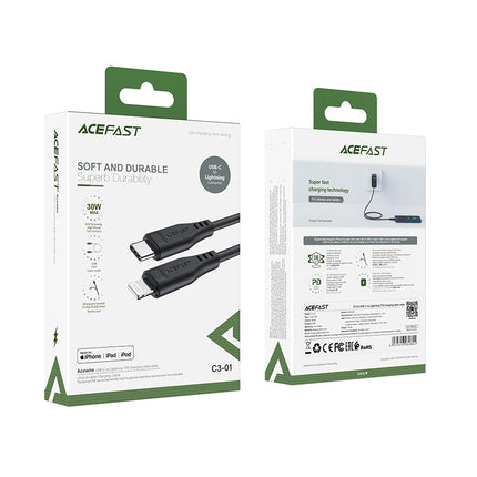 Acefast C3-01 MFi Certified USB-C to Lightning Fast Charging Cable, 30W PD Support, Durable Zinc Alloy & Braided Nylon, 1.2m Premium Sync Cord for iPhone & iPad