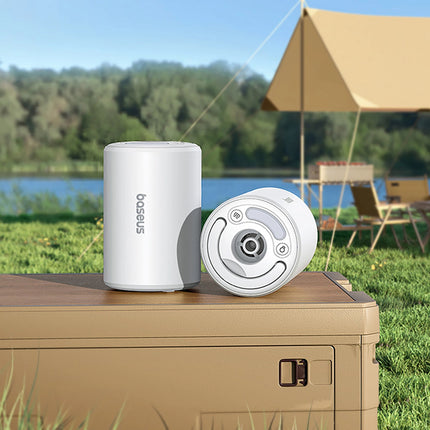 مضخة باسوس بوكيت جو برو (Baseus PocketGo Pro) المحمولة - شحن وتفريغ الهواء - كشاف LED مدمج - للسفر والتخييم - منفذ شحن USB-C