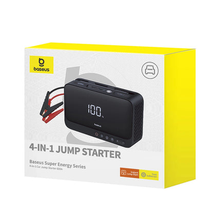 Baseus Super Energy Air Car Jump Starter 4-in-1 Kit - 600A Peak Current - 6000mAh Power Bank - Built-in Air Compressor - Emergency Flashlight