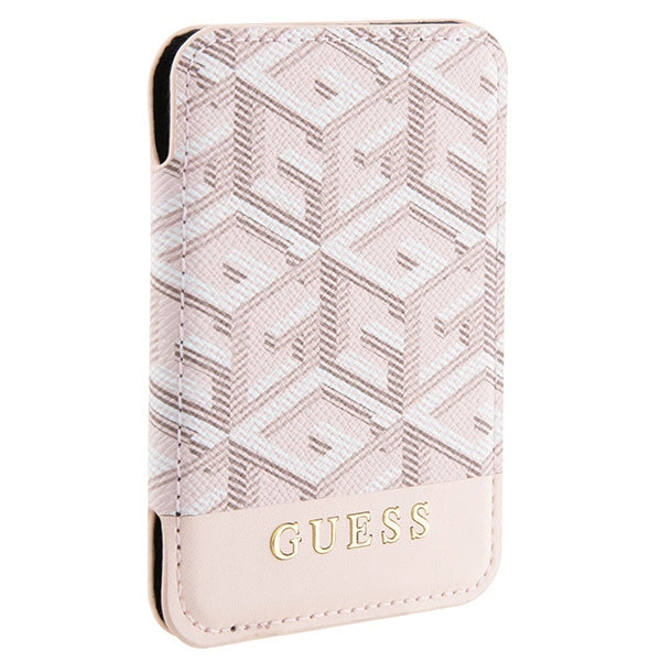 محفظة جيس (Guess) ماج سيف (MagSafe) بنقشة G-Cube مع شريط وشعار جيس - زهري محفظة جيس (Guess) ماج سيف (MagSafe) بنقشة G-Cube مع شريط وشعار جيس - زهري