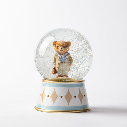 Bonny Bear Water Globe - Beige & Blue Snow Globe Decor