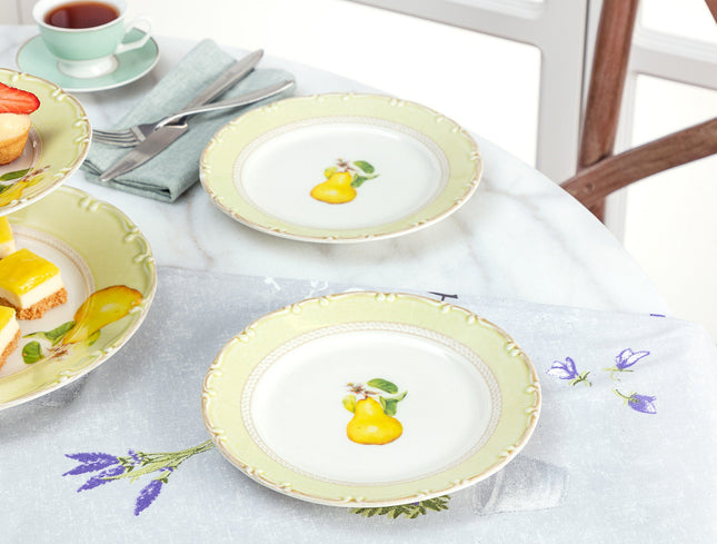Pear Pattern 6-Piece Dessert Plate Set | Elegant