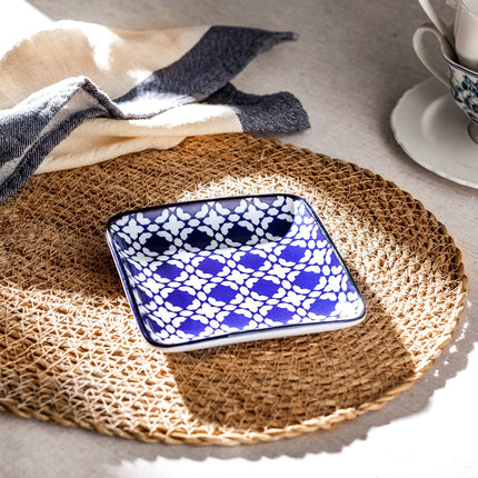 Rêve Bleu Brest Blue Square Bone China Plate