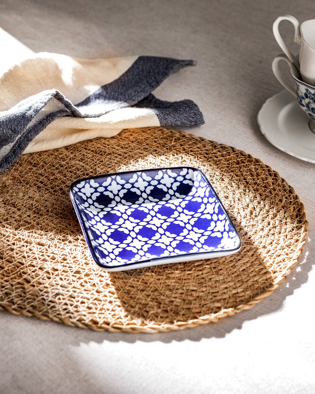 Rêve Bleu Brest Blue Square Bone China Plate