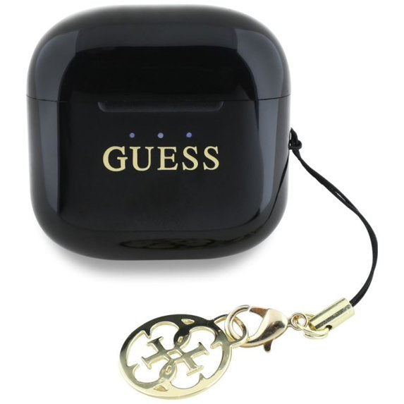سماعات جيس (Guess) لاسلكية TWS بمظهر لامع مع شعار كلاسيكي وتعليقة أنيقة - أسود وزهري سماعات جيس (Guess) لاسلكية TWS بمظهر لامع مع شعار كلاسيكي وتعليقة أنيقة - أسود وزهري