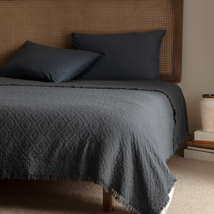 Vue Dark Gray Single Bedspread with Ethno-Modern Texture