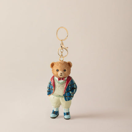 Boris Bear Keychain Navy & Light Beige Charm Accessory