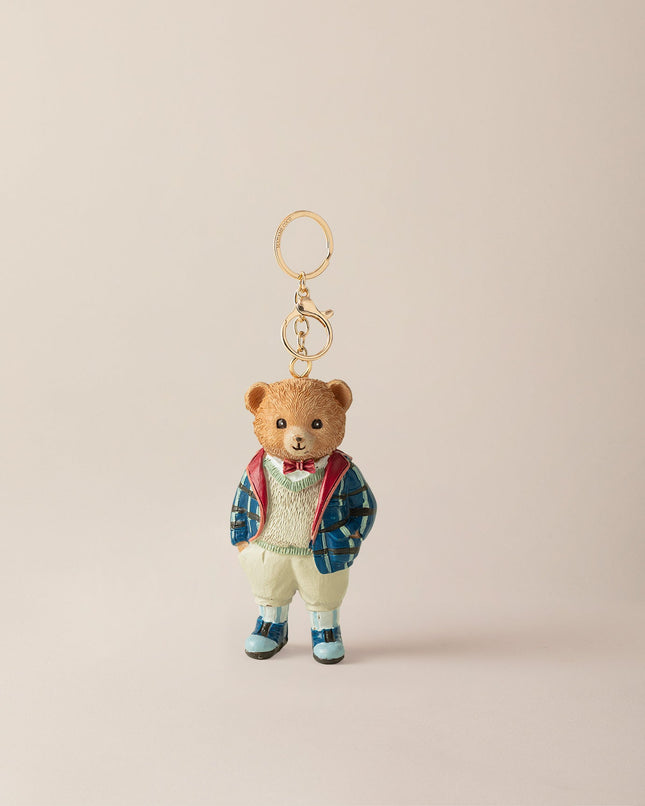 Boris Bear Keychain Navy & Light Beige Charm Accessory
