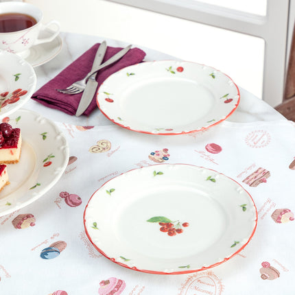 Cherry Pattern 6-Piece Dessert Plate Set - Sweet Tableware