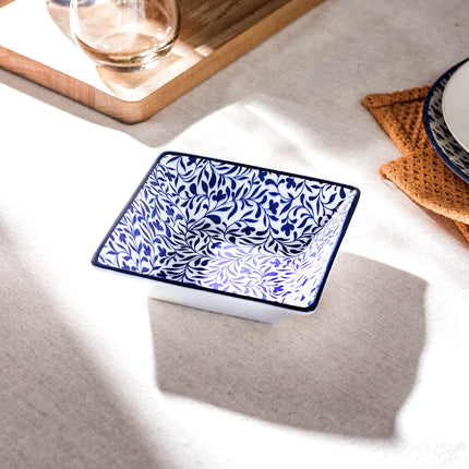 Rêve Bleu Tours Blue Bone China Square Bowl