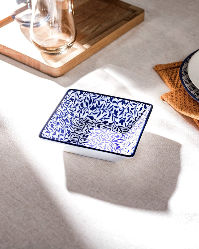Rêve Bleu Tours Blue Bone China Square Bowl