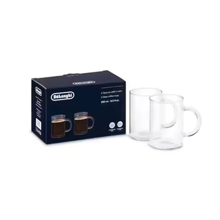 De'Longhi Americano Coffee Glasses - 250ml - Set of 2 - Double Wall Thermal Glass - Mouth-Blown Borosilicate - Condensation-Free - Dishwasher Safe