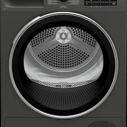 نشافة بيكو (Beko) سعة 8 كجم - تقنية المضخة الحرارية (Heat Pump) - لون رمادي - موتور إنفرتر - تقنية IronFinish لمنع التجاعيد - كفاءة طاقة A+++ (-25%)