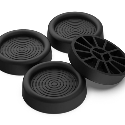 طقم قواعد مطاطية مانعة للاهتزاز للغسالات والنشافات - 4 قطع - تحمل حتى 250 كجم - لتقليل الضوضاء وحماية الأرضيات - صناعة إيطالية