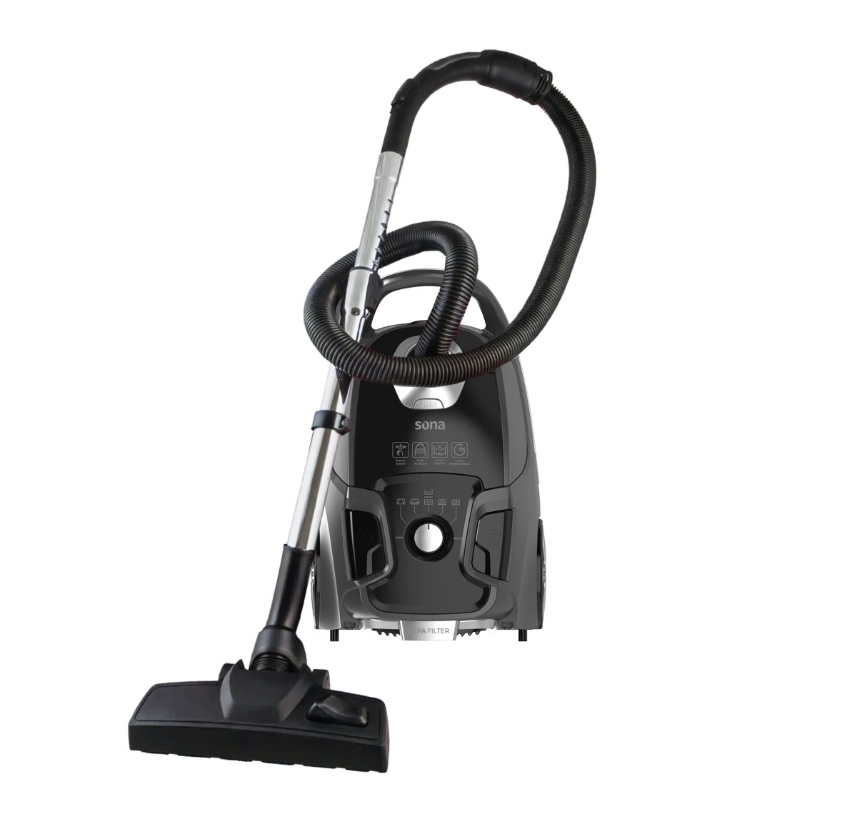 Sona Flat Vacuum Cleaner - 2400W - 6.0L Dust Capacity - Multiple Speed Control - Air Blower Function - High Suction Power - Stainless Steel Telescopic Tube - Model VCC-2415