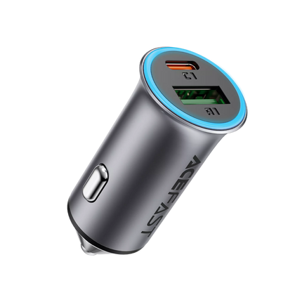 Acefast B8 95W Dual Port Metal Car Charger (USB-C 65W + USB-A 30W), PD3.0/QC3.0 Fast Charging Adapter for Laptops, MacBooks, iPhone, and Samsung - Black