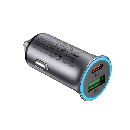 Acefast B8 95W Dual Port Metal Car Charger (USB-C 65W + USB-A 30W), PD3.0/QC3.0 Fast Charging Adapter for Laptops, MacBooks, iPhone, and Samsung - Black
