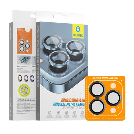 BLUEO NPB27 Original Metal Frame Lens Protector Glass (3 pcs/package) for iPhone 15 Pro Max (6.7″) - Blue