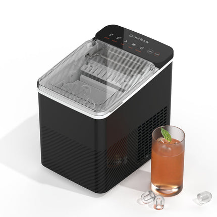 Nutricook Icy Bullet Ice Maker, 12kg Daily Capacity with 2 Ice Cube Sizes & Fast 6-Minute Cycle - Black/Silver