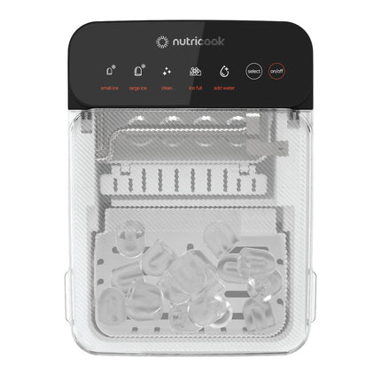 Nutricook Icy Bullet Ice Maker, 12kg Daily Capacity with 2 Ice Cube Sizes & Fast 6-Minute Cycle - Black/Silver