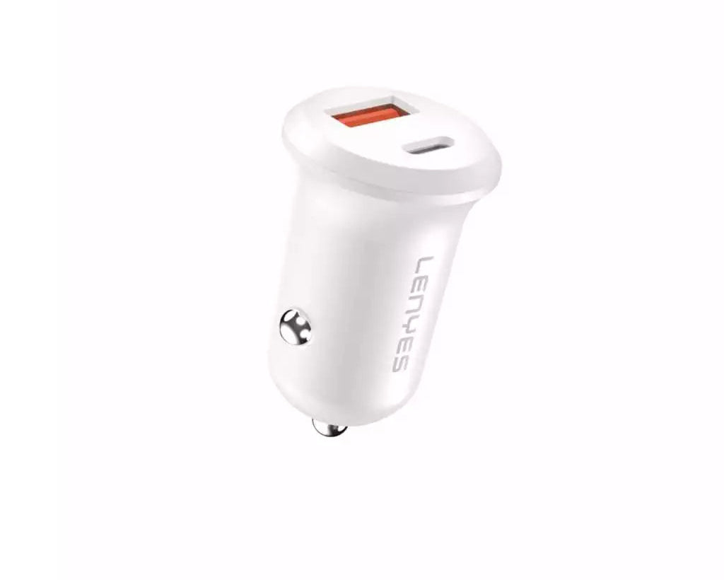 شاحن سيارة صغير من لينيس CA53 PD30W -لون أبيض شاحن سيارة صغير من لينيس CA53 PD30W -لون أبيض
