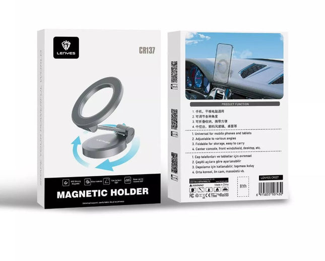 LENYES CR137 Magnetic Car Phone Holder - Black